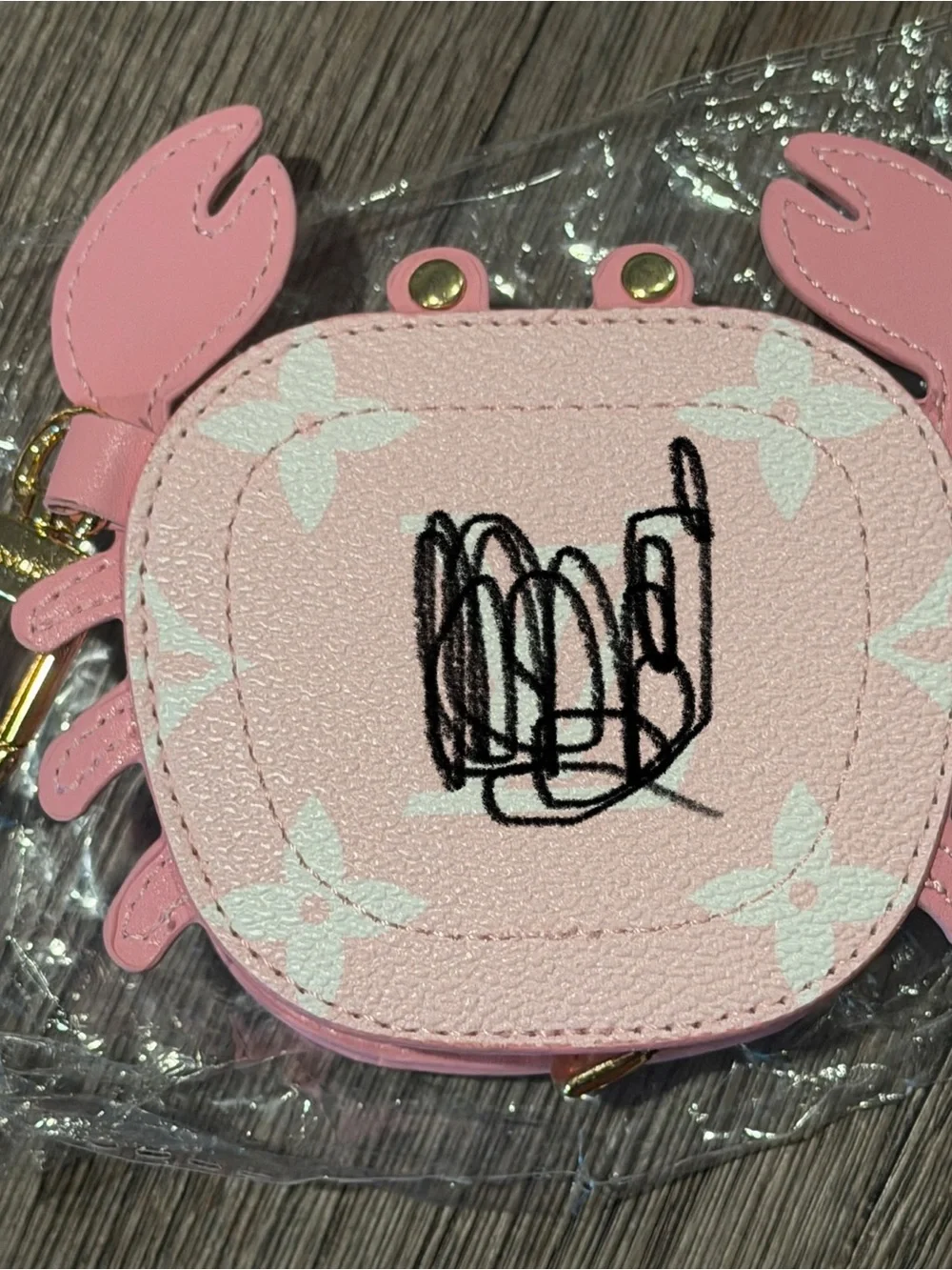 Pink Crab Coin Purse Keychain - Cute Pink Accessory